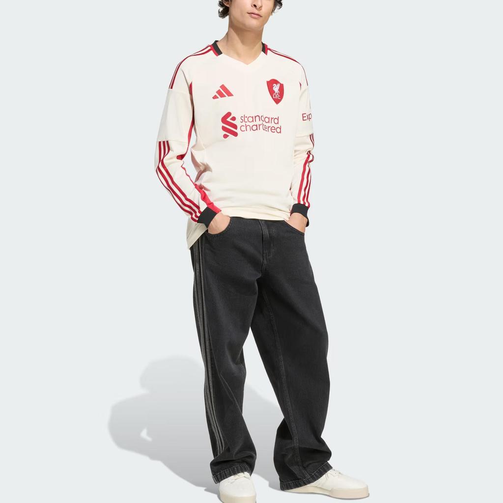 Adidas Aeroready Liverpool Fc 25/26 Away Jersey Moisture-Wicking V-Neck Slim Fit Pullover Long Sleeve Football Shirt Men Jersey JV6448