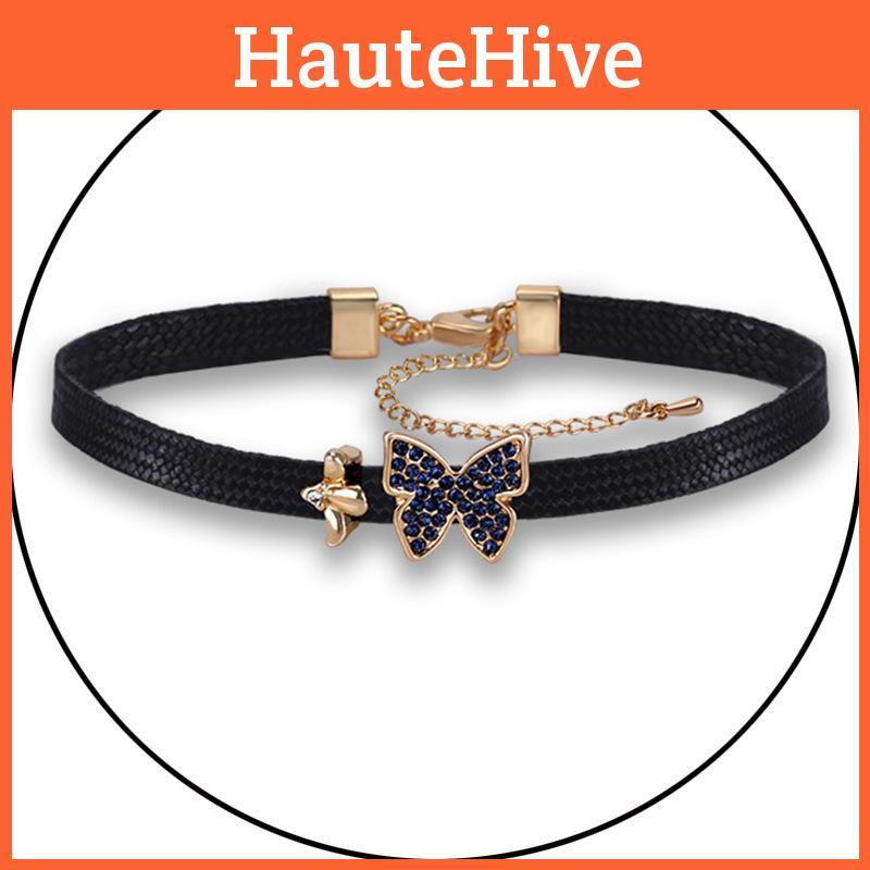 Stylish Korean Inspired Butterfly Choker Neck Chain For Women With Crystal Accents