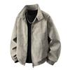 Men's Faux Suede Stand Collar Jacket - Casual Zip-Up Bomber Top