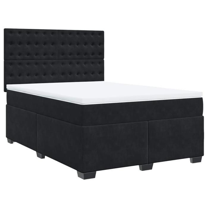 Maison Exclusive - Sommier à lattes de lit avec matelas Noir 140x190 cm Velours