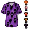 Men's V-Neck Short Sleeve Halloween Print Caregiver Top with Chest Pocket