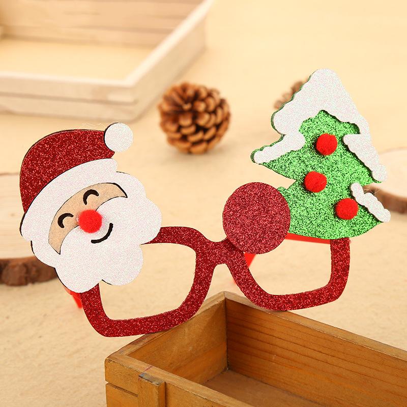 Christmas Decorations Sequined Glasses Christmas Tree Plastic Glasses Frame for Adults and Children To Dress Up Props.