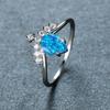Cushion Cut Square Rainbow White Fire Opal Rings For Women Gold Horse Eye Zircon Charm Leaf Wedding Bands Party Jewelry CZ