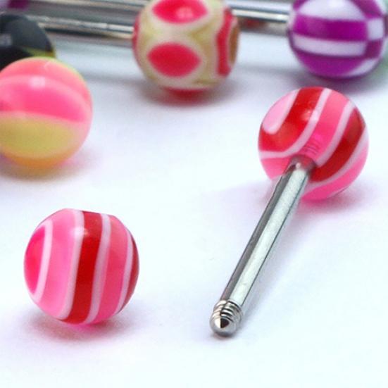 

10шт панк красочные шар соски язык штанга кольца бары пирсинг