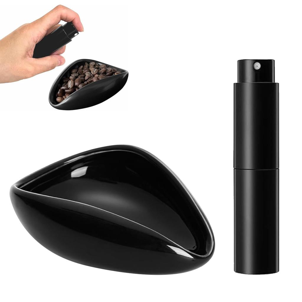 PAVIKE Ceramic Coffee Bean Measuring Cup & Spray Bottle Set: Ceramic Coffee Bean Measuring Cup, Ceramic Coffee Bean Measuring Tray, Coffee Equipment