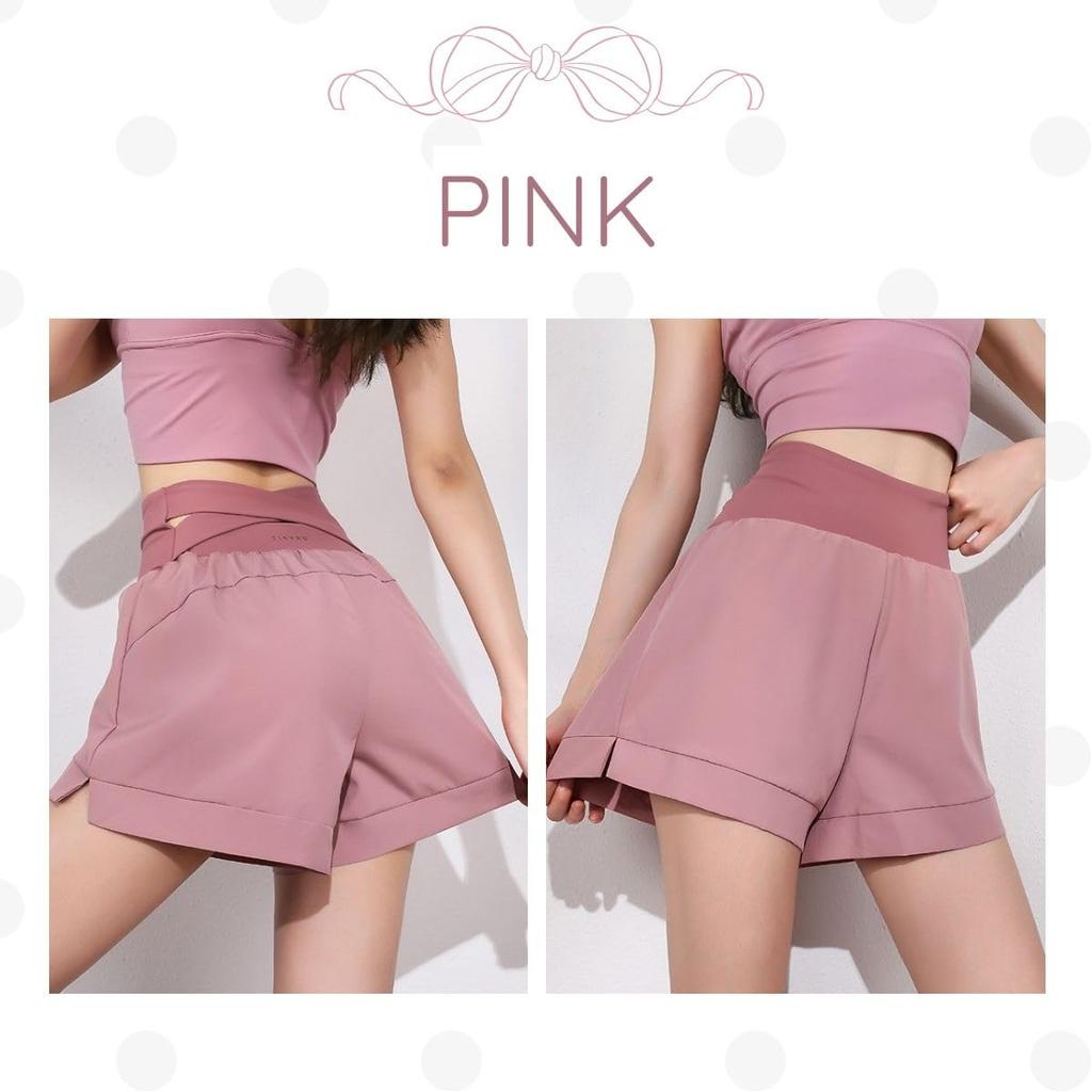 VeroMan Yoga Cute Yoga Women's High-Waisted Shorts, Pants, Ppi-pag017 (Pink, Small)