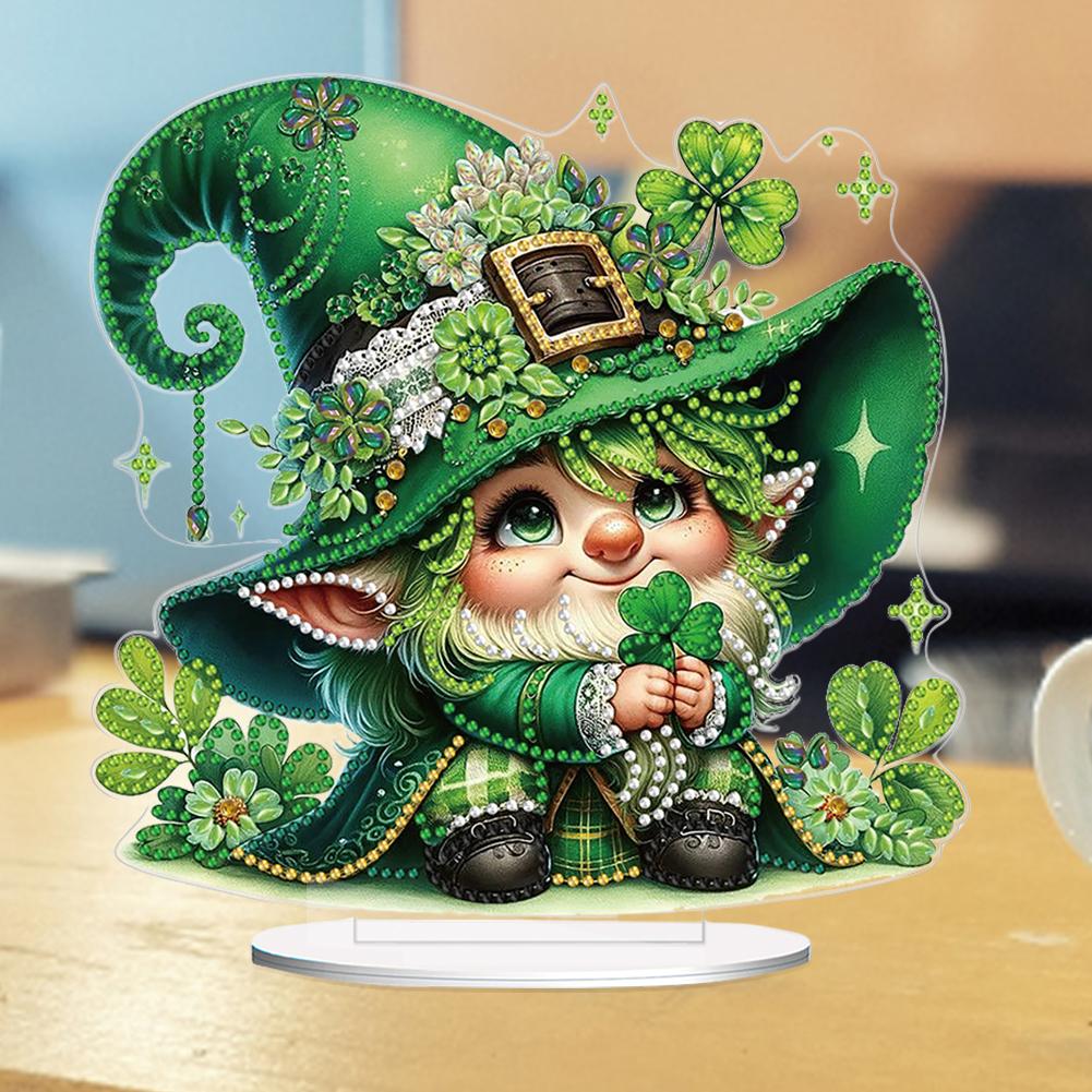 St. Patricks Day Fox Diamond Painting Tabletop Ornaments Kit Table Top Diamond Painting Ornament Kits Desktop Diamond Art Kits