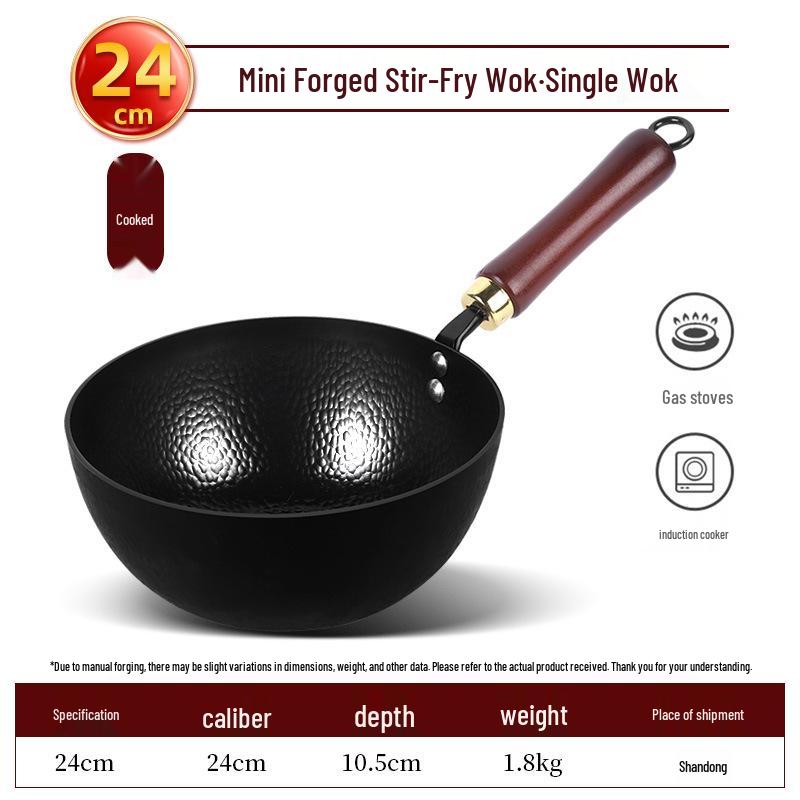 Traditional Uncoated Hammered Mini Iron Wok/Soup Pot for Baby Food