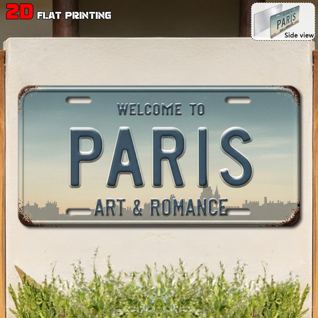 Retro City Landscape Year Letter License Plate Metal Tin Sign Vintage Wall Decor For Bar Cafe Home Garden