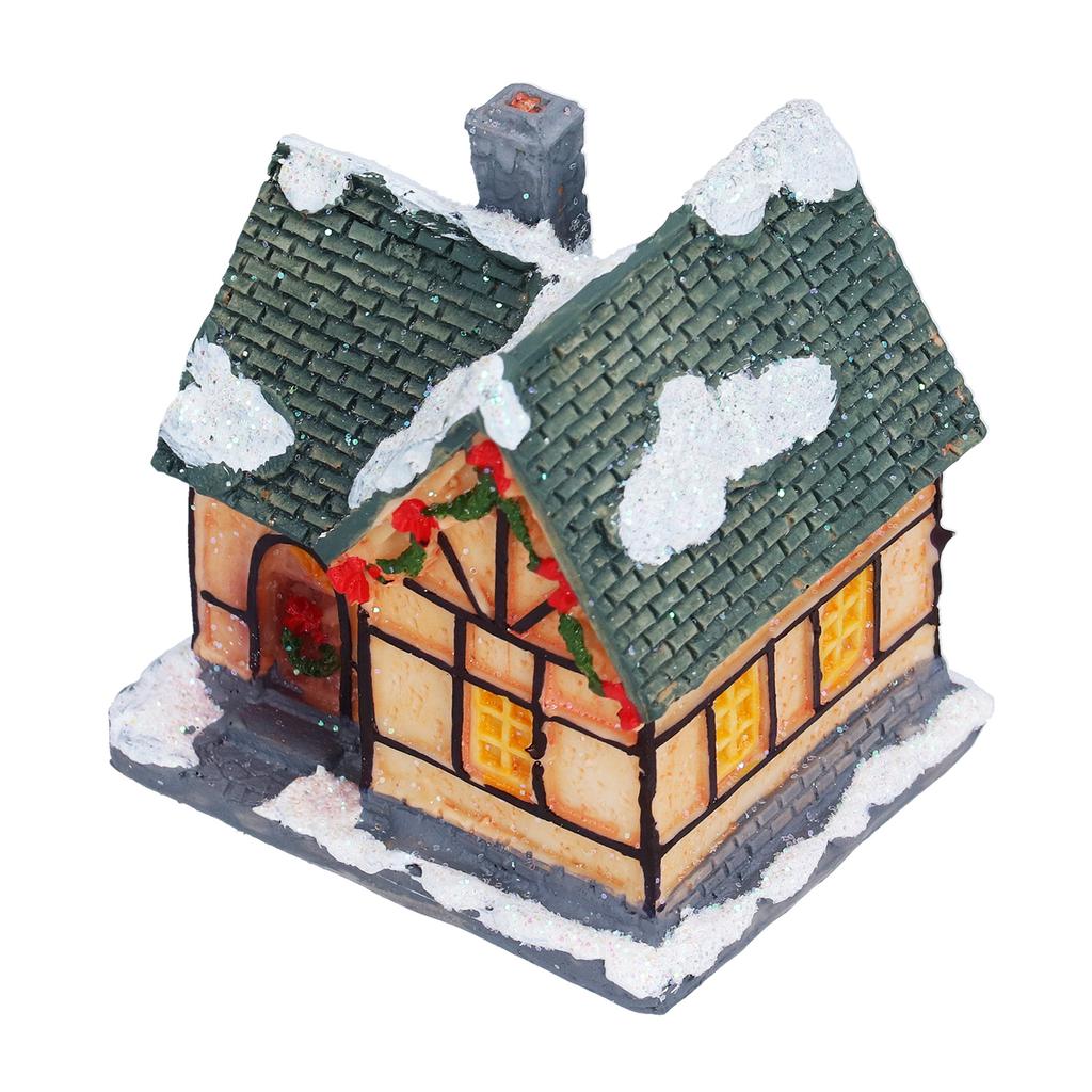 Christmas House Village LED Lights Decorating Battery Operated Resin House Decoration for Christmas Gifts