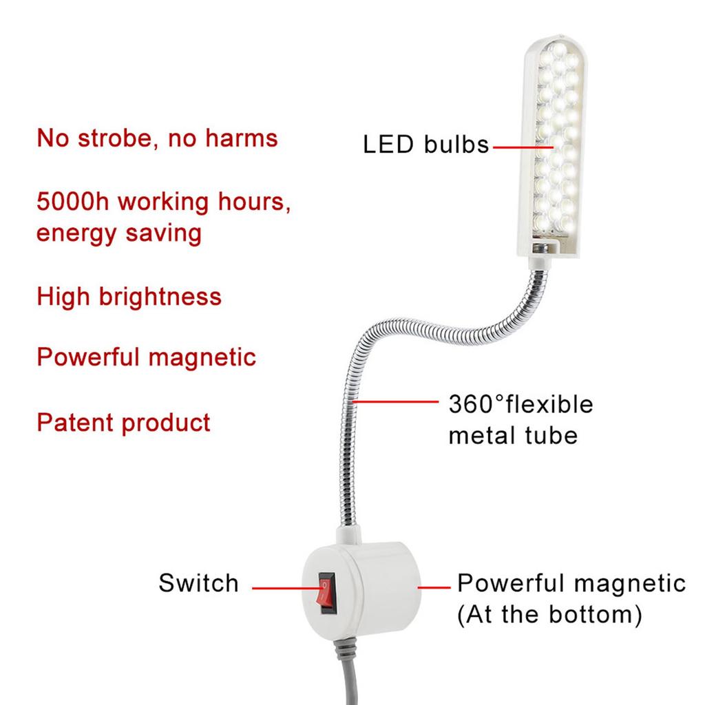 30LEDs Sewing NaMachine Light Working Gooseneck Lamp with Magnetic Base