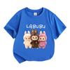 Kids Boys Girls 100% Cotton Short Sleeve O-Neck T-Shirt Cute 3 Adorable Rabbit Plush Doll Print Casual Soft Breathable Summer Basic Tops for Children