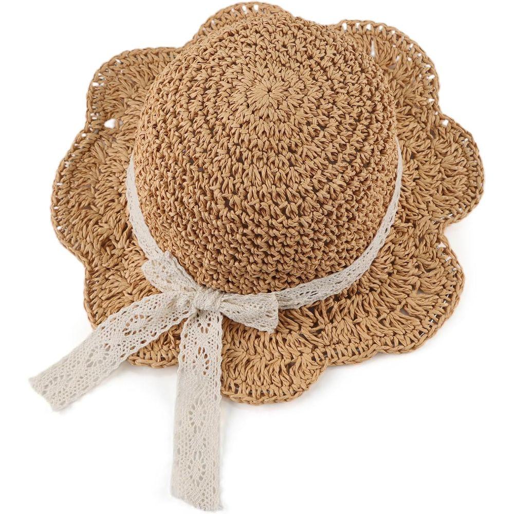 Infant Girl's Summer Sun Hat with Bowknot for Beach and Outdoor Protection