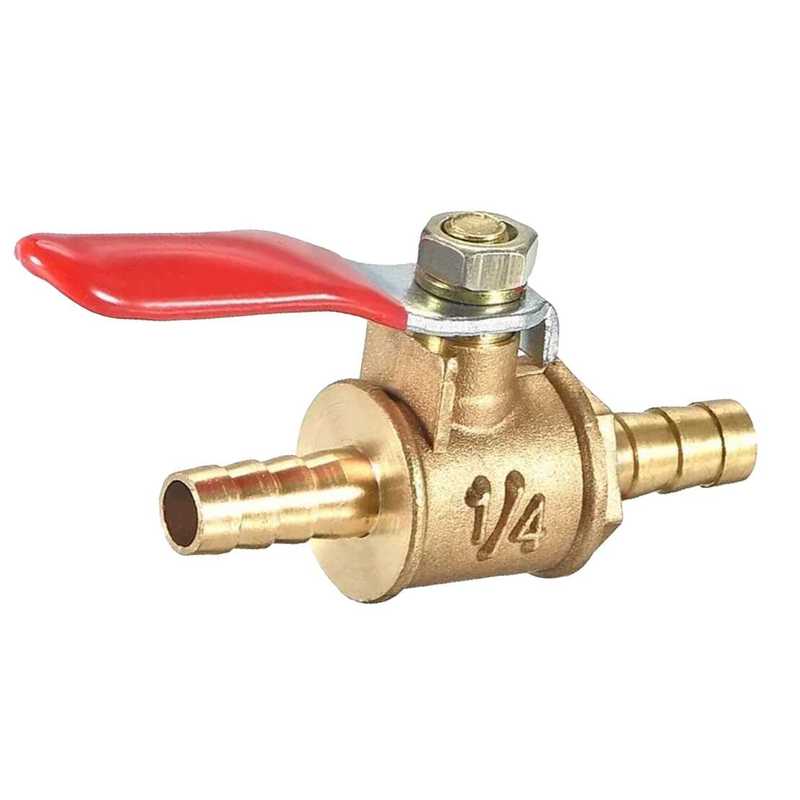 4pcs 8mm Motorcycle Hose Brass Barbed Inline Shut Off Ball Valve Water Air Gas Fuel Tap Universal