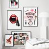 Lipstick Perfume Brush High Heels Flowers Wall Art Canvas Painting Nordic Posters And Prints Wall Pictures For Living Room Decor