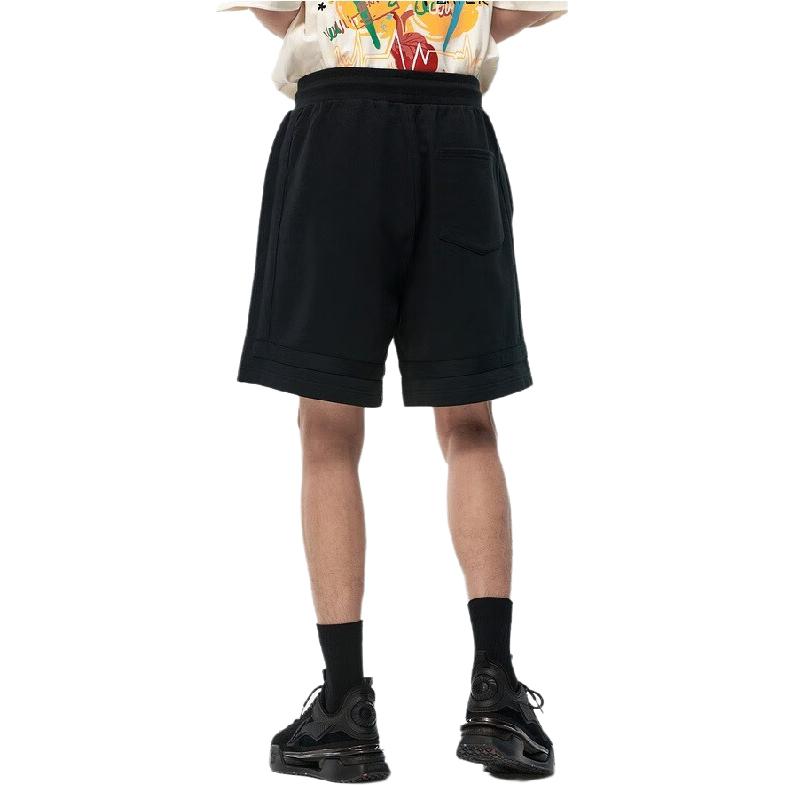 Li Ning Plain Cotton Straight Leg Breathable Sports Casual Shorts Men Shorts Black LKST007-2