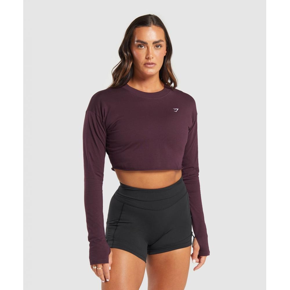

Gymshark Lifting Long Sleeve Crop Top Depth Purple B7a2o Pbzv XS