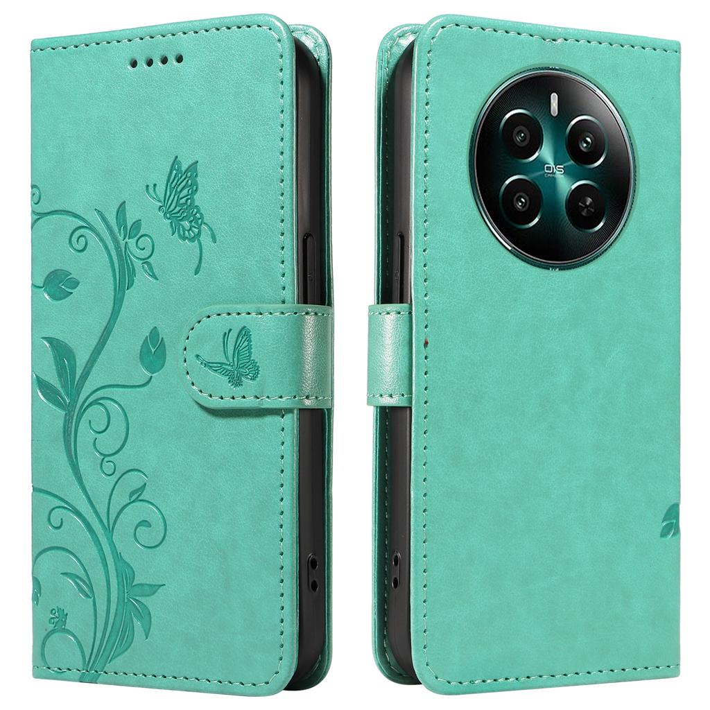 For Realme Narzo 70 5G/Narzo 70 Pro 5G/P1 5G/12 4G/12+ 5G PU Leather Cases Flower Pattern Wallet Stand Phone Cover with Strap