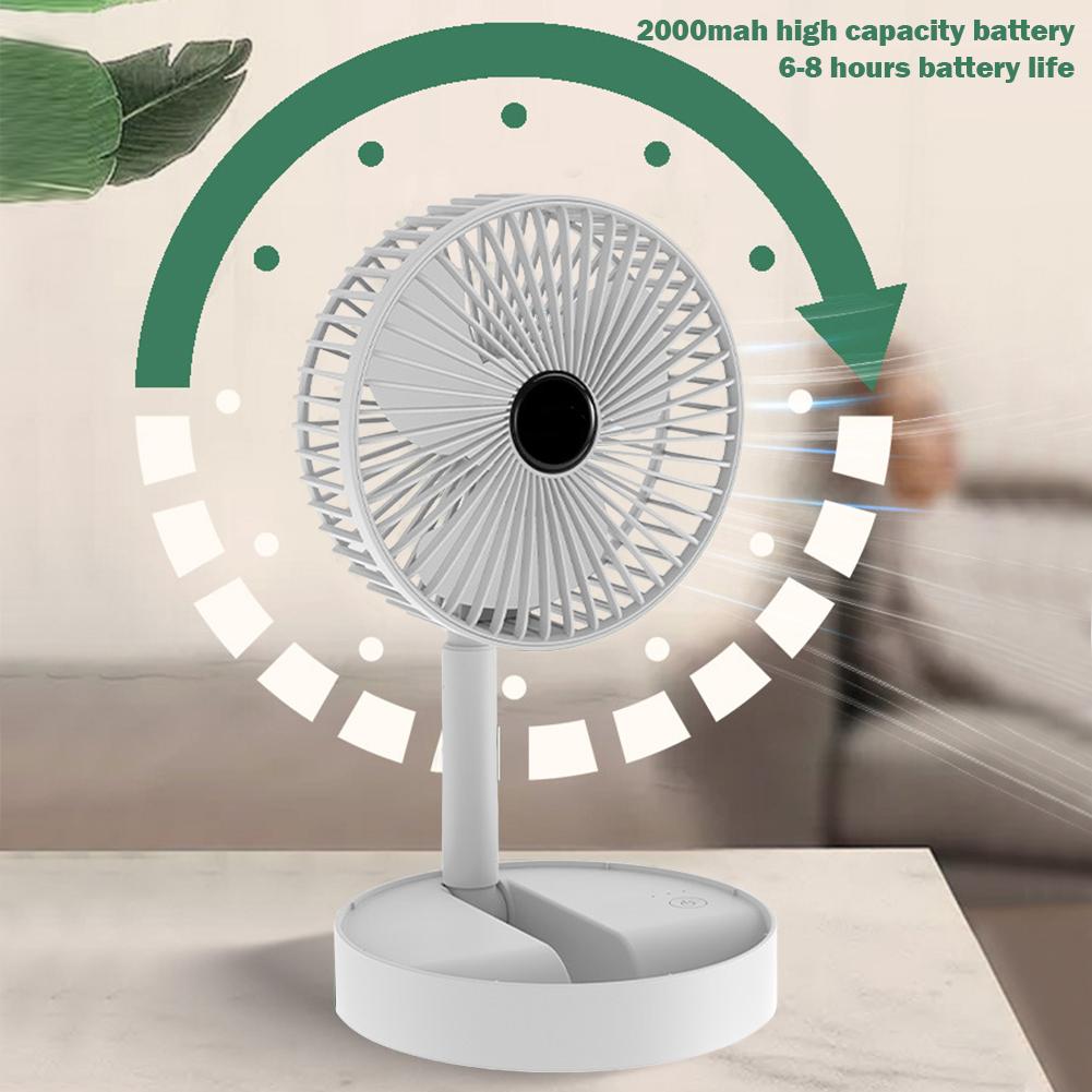 Stand Desk Fan, 6 Inch Folding Portable Telescopic Floor/USB with Rechargeable Battery,3 Speeds Super Quiet Adjustable Height