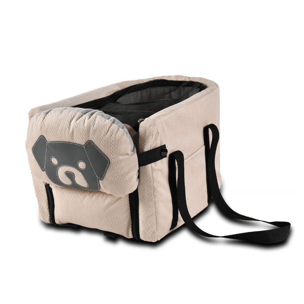 

Large Capacity Pet Car Luggage Adjustable Harness Pet Car Backpack Cute Car Armrest Box Travel бежевый