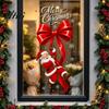 Christmas Theme Glass Film Static Sticker, Bow Pattern Print, Removable Non Adhesive Window Electrostatic PVC for Home And Store Doors Reusable Decals