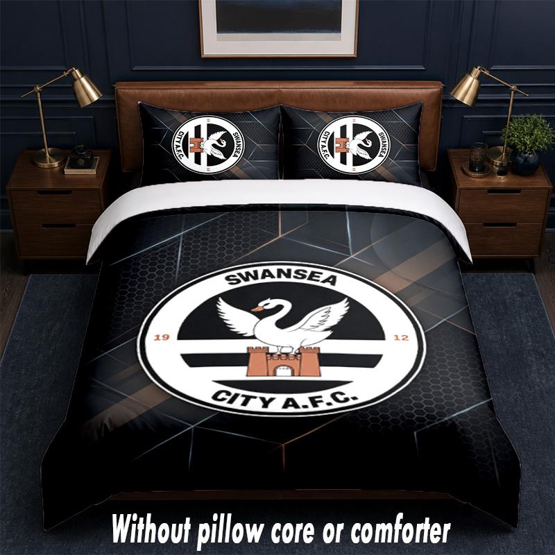 Set Biancheria da Letto Swansea City Design 1 Copripiumino + 2 Federe Morbido Traspirante Biancheria da Letto per la Casa