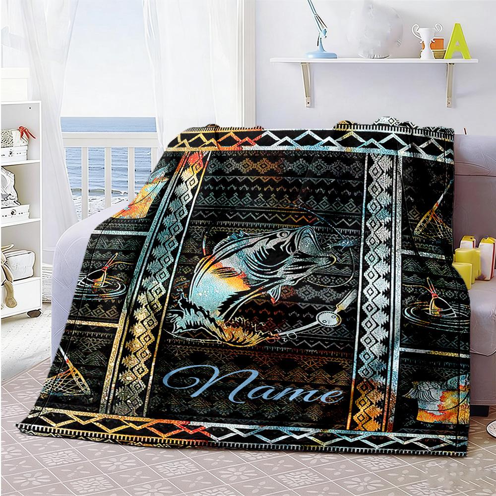 Style Personalized Name Blanket Throw Customizable Blanket Comfortable for Bedding Livingroom Seaside Office for All Occasions