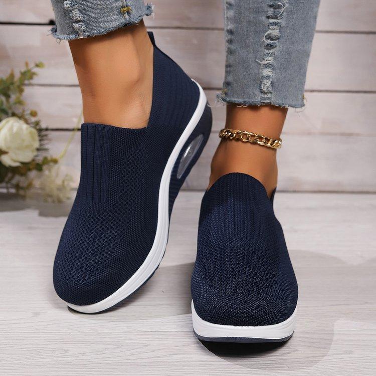 

Spring and autumn fly-woven sleeve women s shoes casual sports shoes women s single shoes air cushion shoes 43 темно-синього кольору