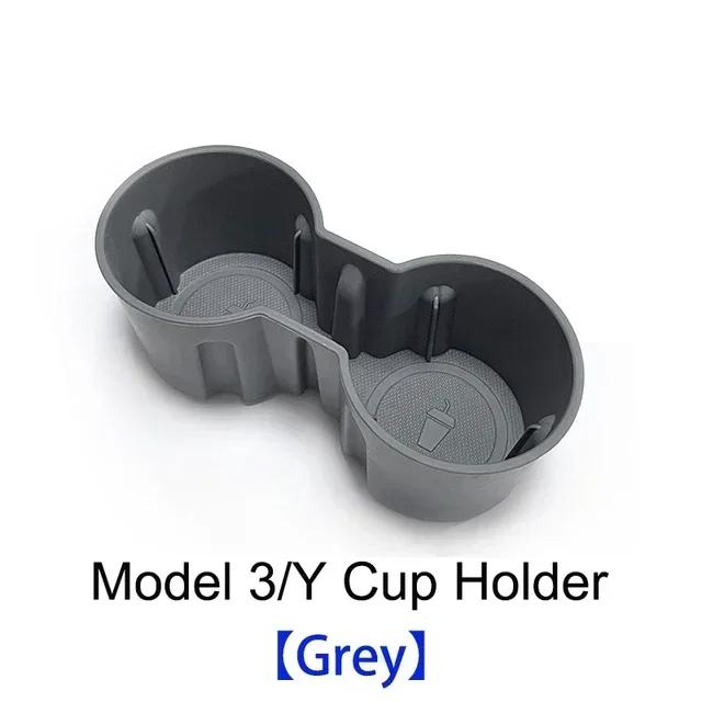 

For Tesla Model 3/Y Water Cup Holder Storage Box Non-toxic Tasteless Center Console Car Accessories Compatible сірий