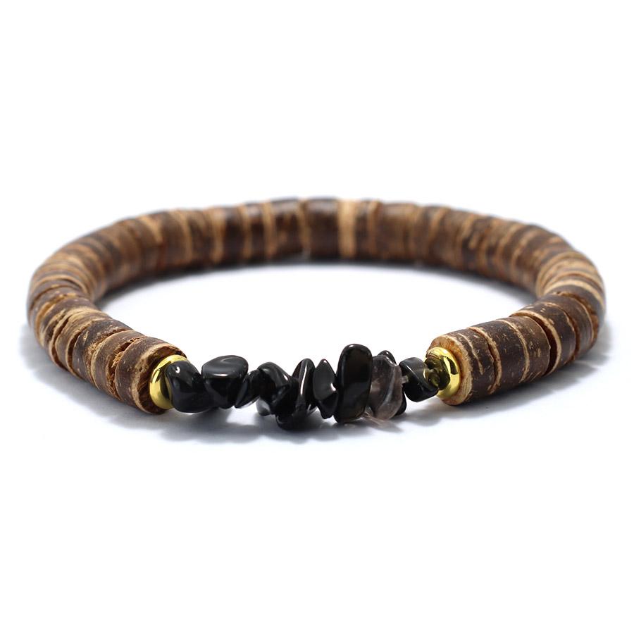 

Natural Coconut Bead Bracelet For Men Irregular Tiger Eyes Obsidian Howlite Stone Braslet Prayer Meditation Accessories