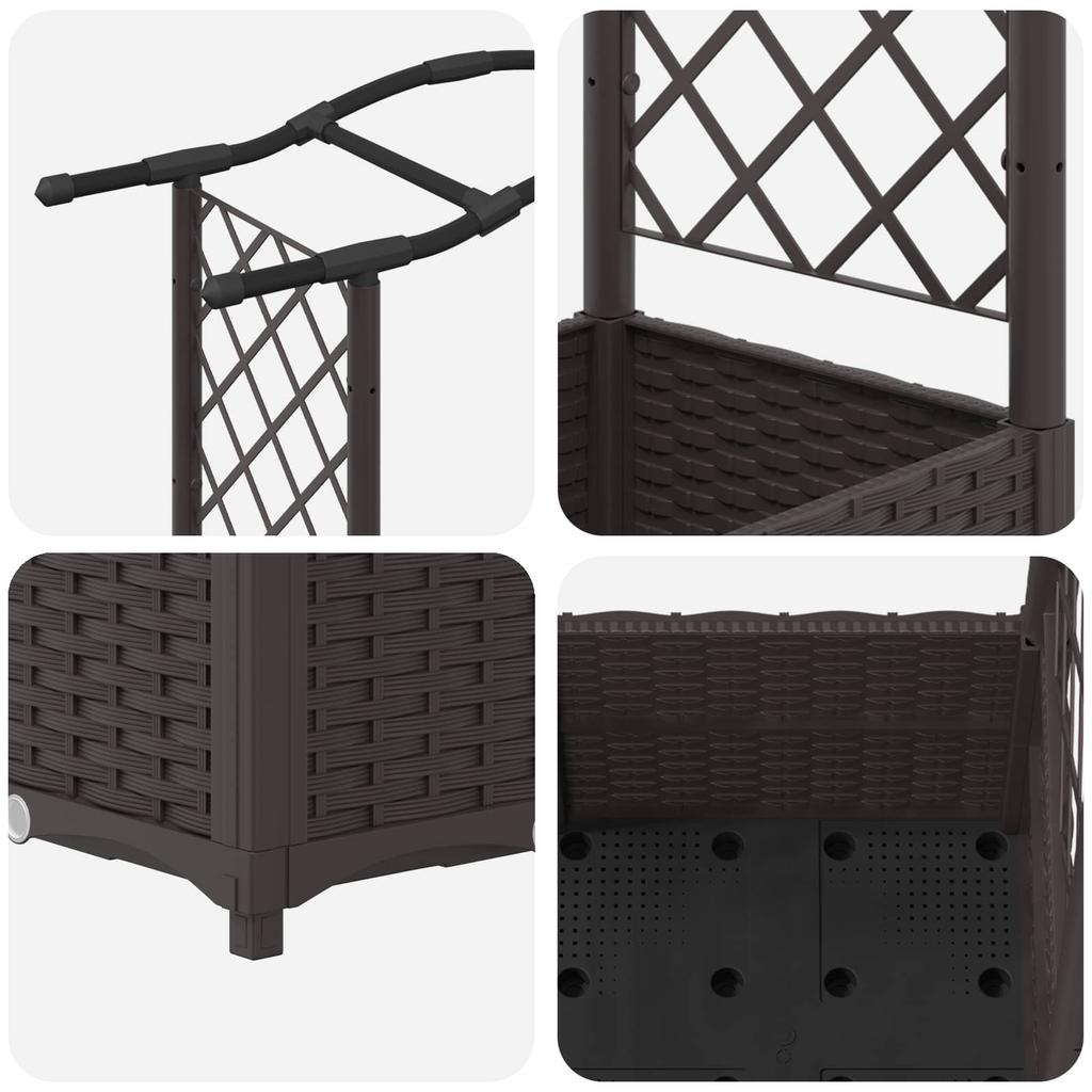 Raised Garden Bed with Trellis and Hanging Roof Brown 164 x 40 x 142 cm PP