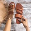 Flat-bottomed Slippers Women's Round-toed One-line Casual Flip-flops Roman Slippers and Home Slippers