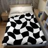 Wavy B&W Check Flannel Blanket Warm Soft Halloween Christmas Couch Warm Cozy Decorative Decor Gift for All Season