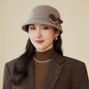 Autumn and Winter Basin Hat Retro Hepburn Style Bow Bucket Hat Ladies Elegant Woolen Fashion Basin Hat