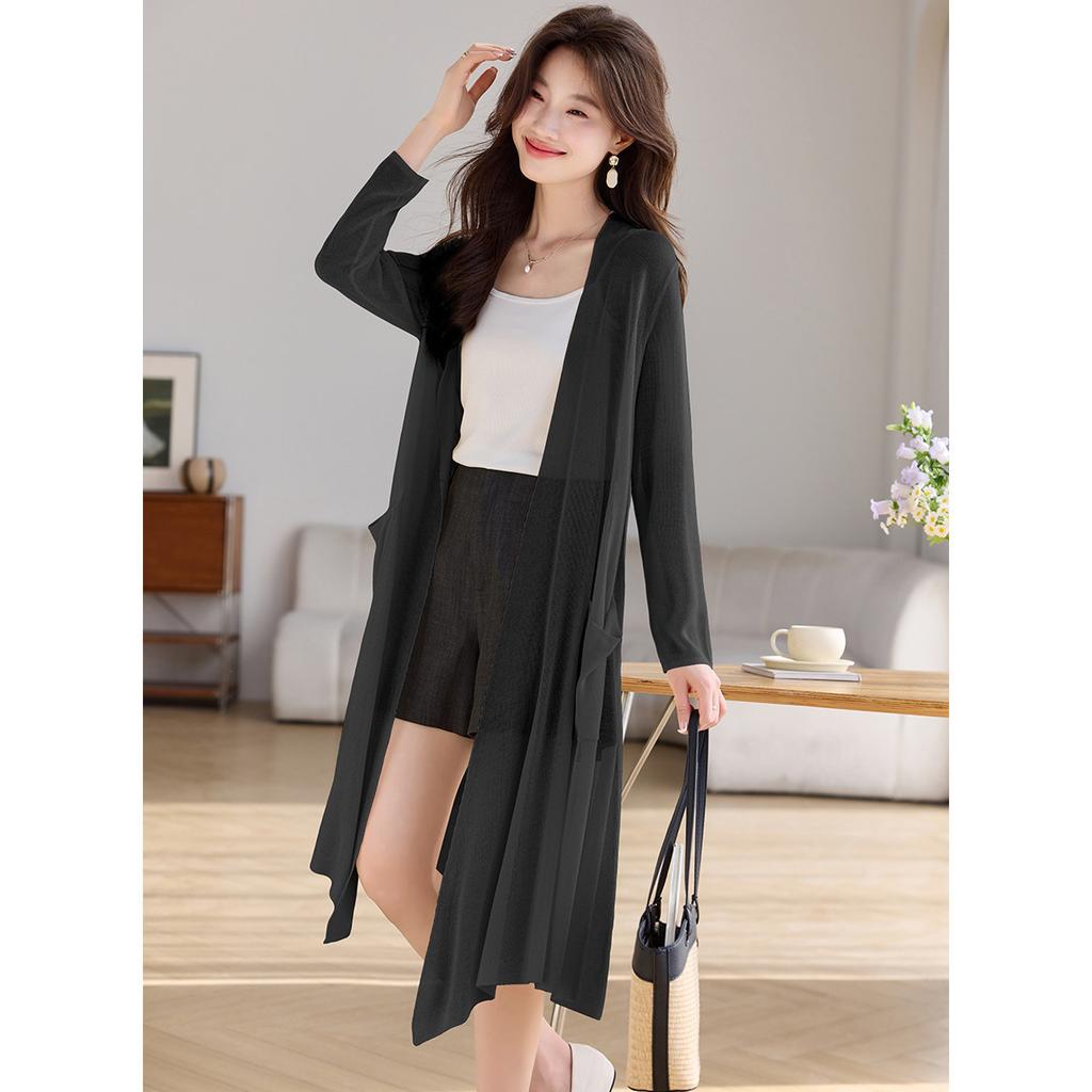 Thin [Lightweight Breathable Knitted Sweater] 26 Year Thin Air-conditioned Cardigan for Women, Paired with a Medium To Long Women's Jacket
