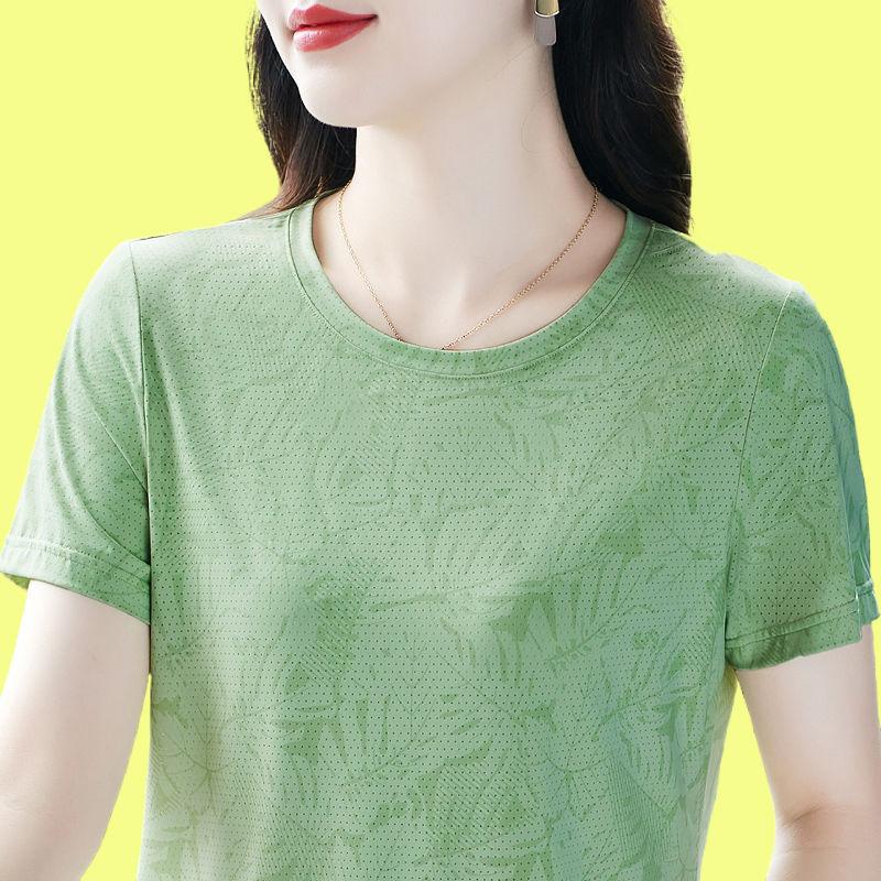 Letni T-shirt z krótkim rękawem z okrągłym dekoltem, nowy temperament, moda, luźny, z nadrukiem, damski, patchworkowy, wszechstronny, oddychający, cienki top