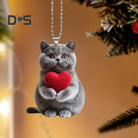 Acrylic Cat Pendant Hanging Decoration with Lanyard Easy To Hang Rearview Mirror Ornament 2D Decorative Car Accessory