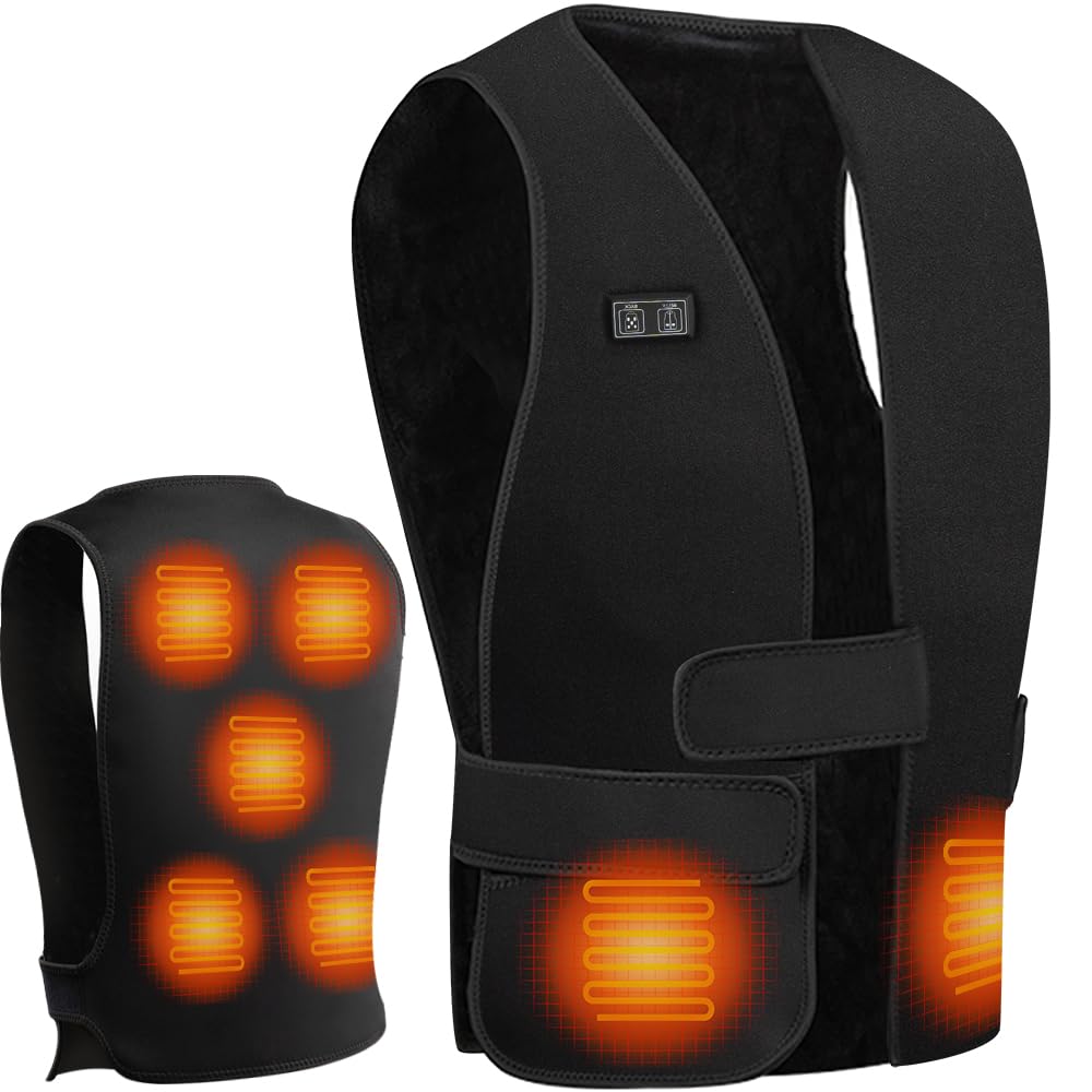 

Deepawman Electric Heated Heated USB Rapid 3 Temperature 7 Front and Back Heating Ultra Cold Weather One Size Fits and Vest Jacket/Innerwear,