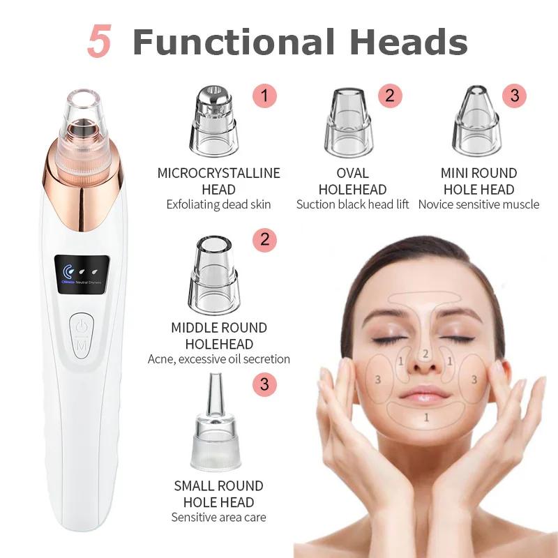 Electric Vacuum Suction Blackhead Remover Facial Pore Cleaner Comedone Spot Acne Pimple Blackhead Extractor USB Rechargeable