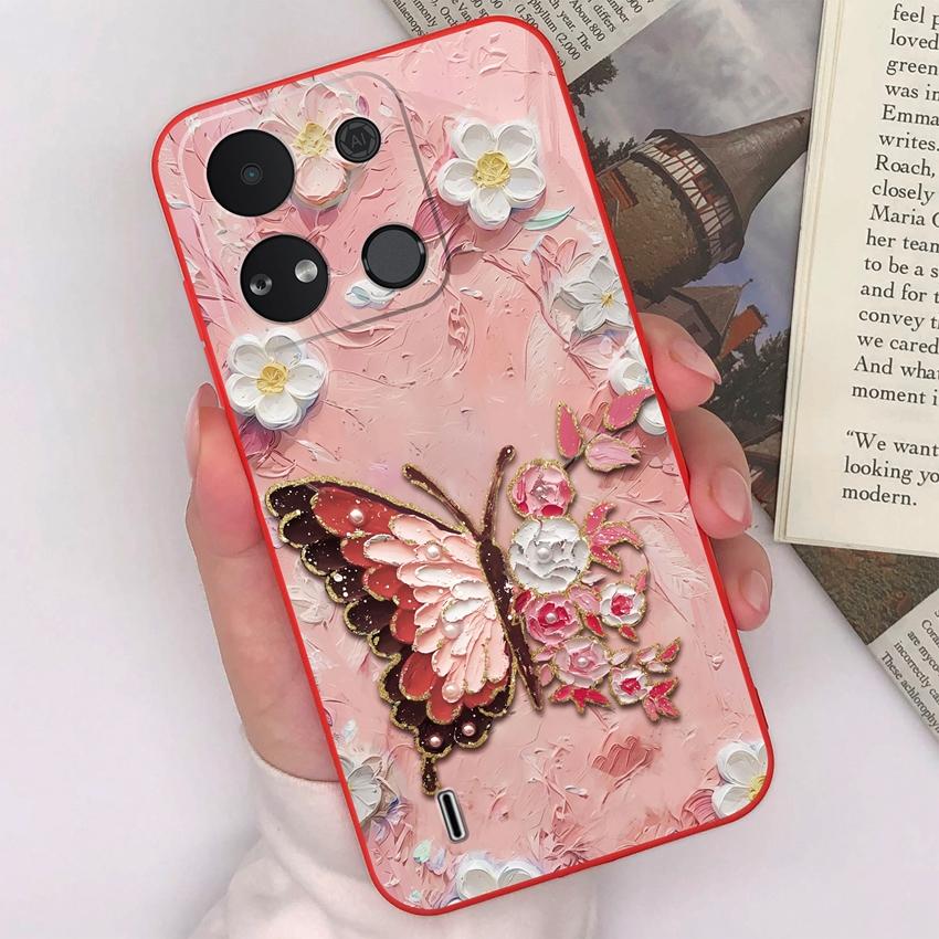 For Itel A04 A05s A16 A18 A23 A25 A26 A17 A33 A56 Phone Case Pretty Bow Pattern Fashion Shell Matte Silicone Anti Drop Protective Covers For Itel Capa