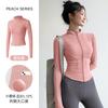 New velvet yoga clothes jacket women's spring elastic breathable long-sleeved sports fitness clothes slim yoga top
