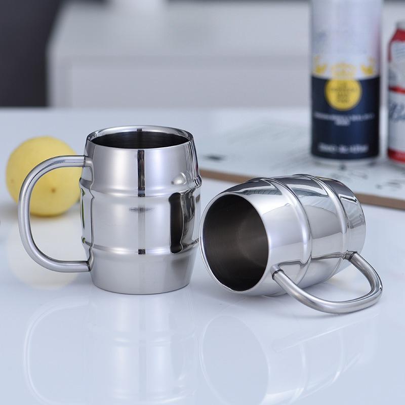 Boccale da Birra a Doppia Parete in Acciaio Inossidabile con Manico Tazza Termica per Caffè Tè al Latte Bambini Bevande Fredde Calde Uso Casa Bar Ristorante