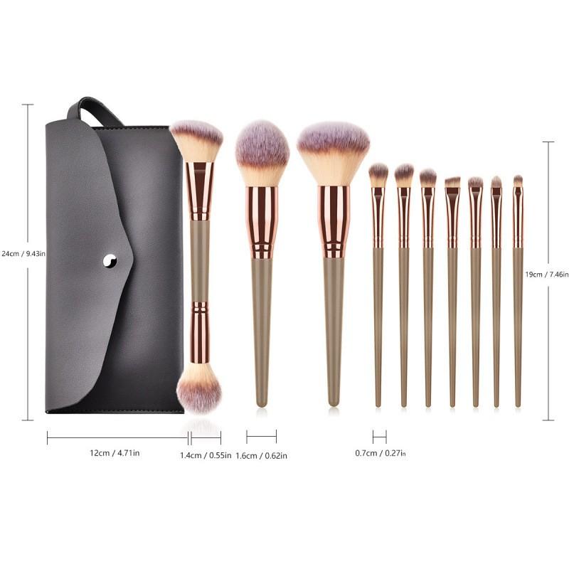 10pcs Makeup Brush Set Soft Bristle Foundation Blush Eyeshadow Concealer Brow Brushes Portable Beauty Tools