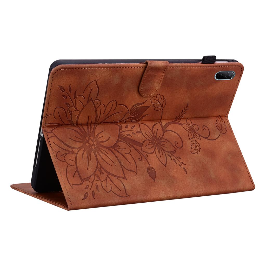 For Huawei MatePad SE 11 Case Lily Flower Imprint Leather Tablet Cover with Card Slots