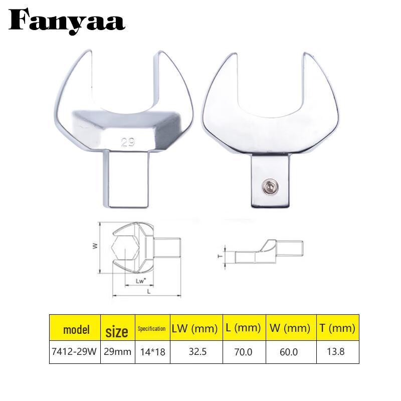 Fanyaa Torque Wrench Interchangeable Open-End Head