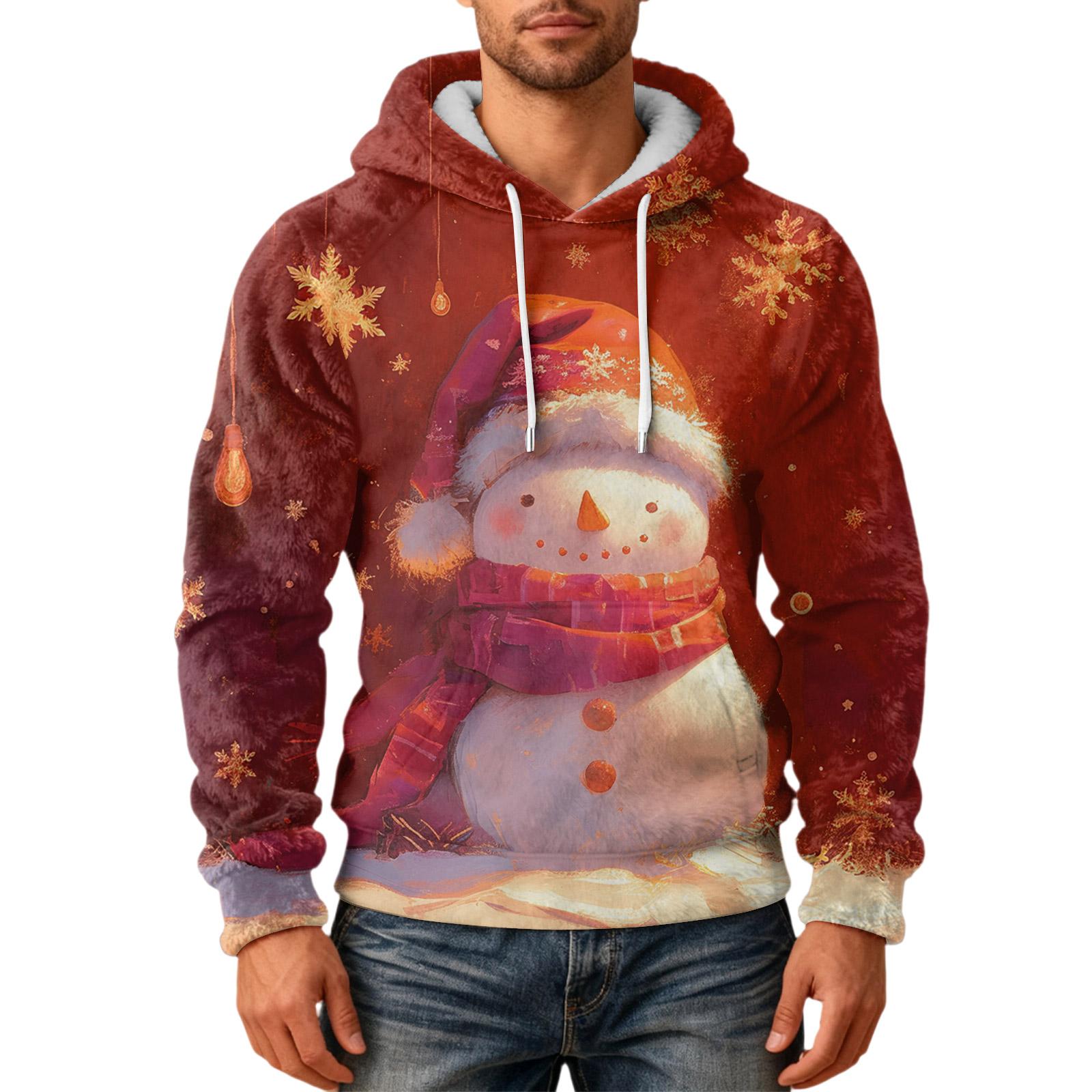 

Мужская Мода Досуг Капюшон Капюшон Плюшевый Длинный Рукав Толстовка XL винный