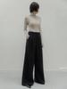 Memua Herringbone Maxi Wide Slacks (Charcoal)