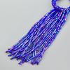 Boho Chic Long Tassel Earrings Women Handwoven Glass Tube Pendant With Geometric Design Yellow Blue