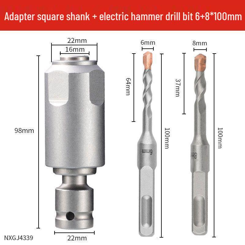 Industrial Grade Multifunctional Impact Wrench & Hammer with 1/2 Conversion Adapter for Square Shank Drill Bits