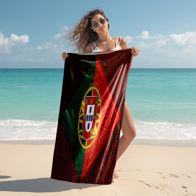 proof beach towel with Portugal Football team pattern - soft,absorbent,quick-drying,machine washable - perfect for swimming,camping,bathing